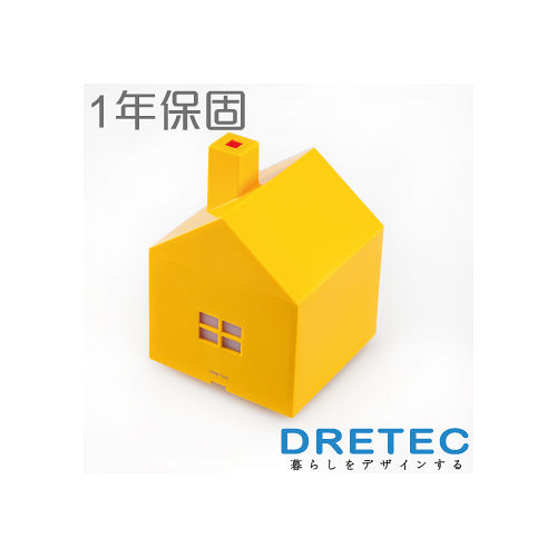 【日本DRETEC】煙囪小屋音波夜燈芳香水氧機-黃橘色