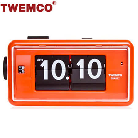 【TWEMCO】機械式翻頁鐘 德國機芯 復古收藏 方形鬧鐘夜燈功能 (AL-30 橘色)