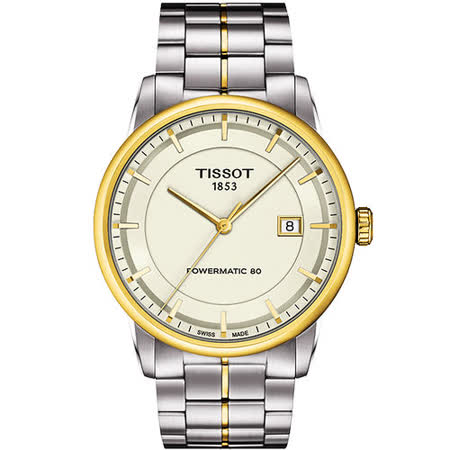 TISSOT T-Classic Luxury 機械腕錶-銀/半金 T0864072226100