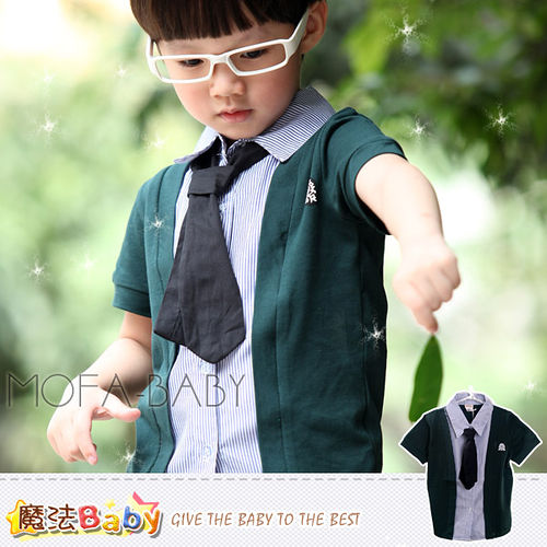 魔法Baby~學院風可拆領帶假兩件徽章襯衫~DODOMO品牌系列~男童裝~k26894