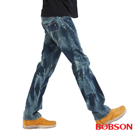 BOBSON 男款刷紋直筒褲(1760-53)