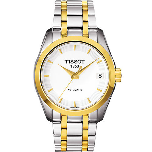 TISSOT Couturier Lady 優美機械腕錶-白/半金 T0352072201100