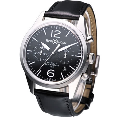 Bell & Ross 復刻版計時飛行機械錶 BRV-126-BL-ST-SWA 黑色