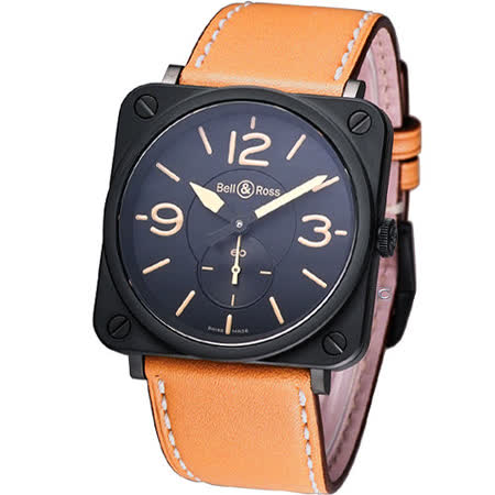 Bell & Ross 經典時尚飛行腕錶-(BRS-HERI-SWA)咖啡色皮