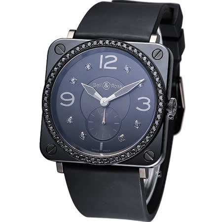 Bell & Ross 晶鑽陶瓷時尚腕錶-(BRS-BL-CE-PH-LGD-SRU)黑色