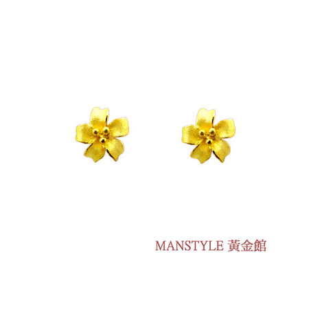 Manstyle 
花顏黃金耳環