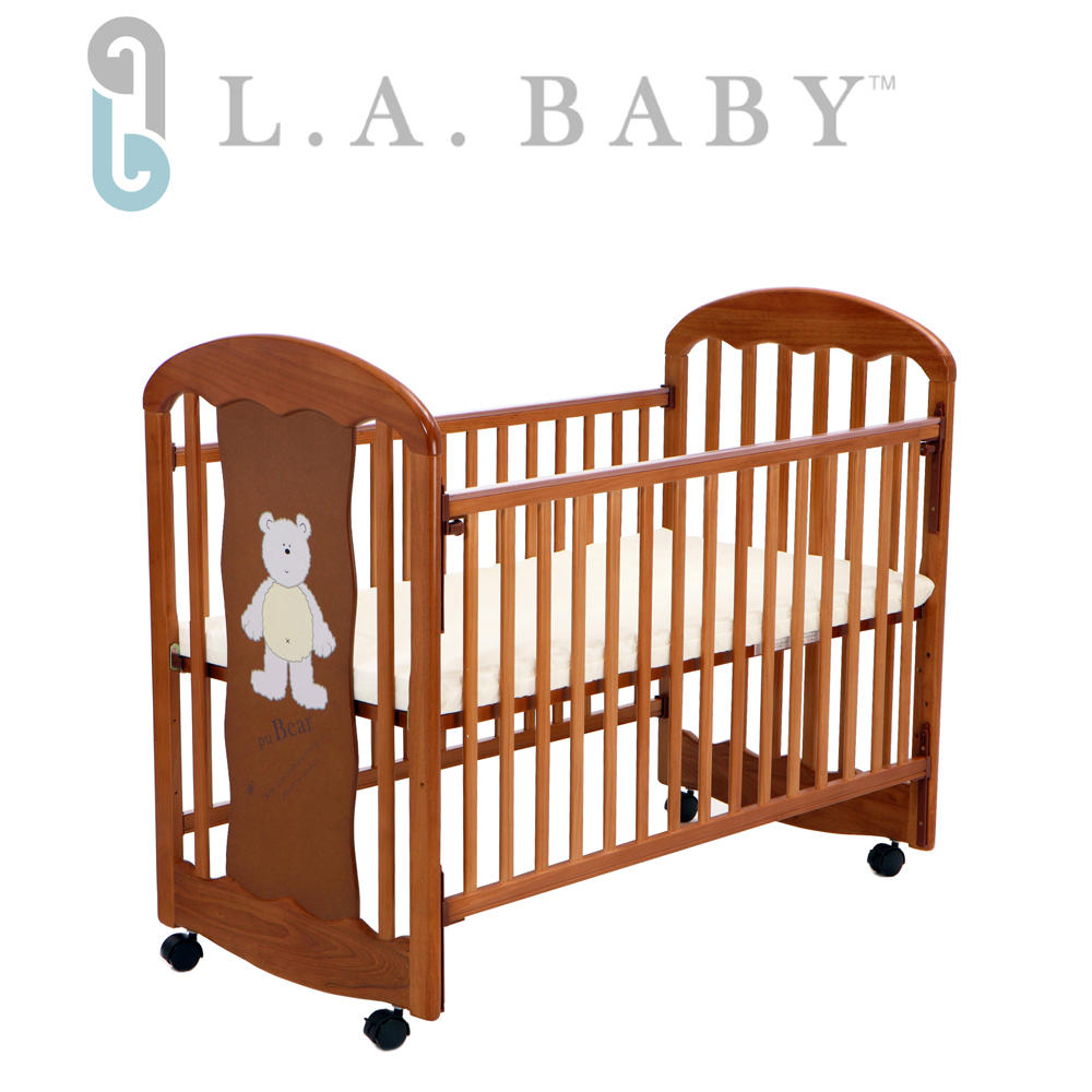 L.A. Baby 美國加州貝比 卡羅萊納嬰兒搖擺中床/木床/原木床/嬰兒床(咖啡色)
