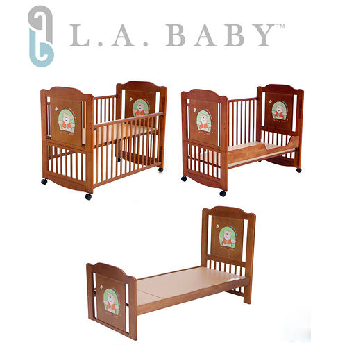 L.A. Baby 美國加州貝比 布魯克林三階段嬰兒成長大床/木床/原木床/嬰兒床(新生兒-10歲幼童皆適用)