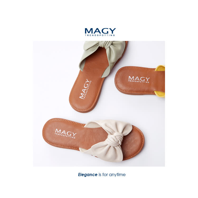 MAGY
大蝴蝶結真皮平底涼拖鞋